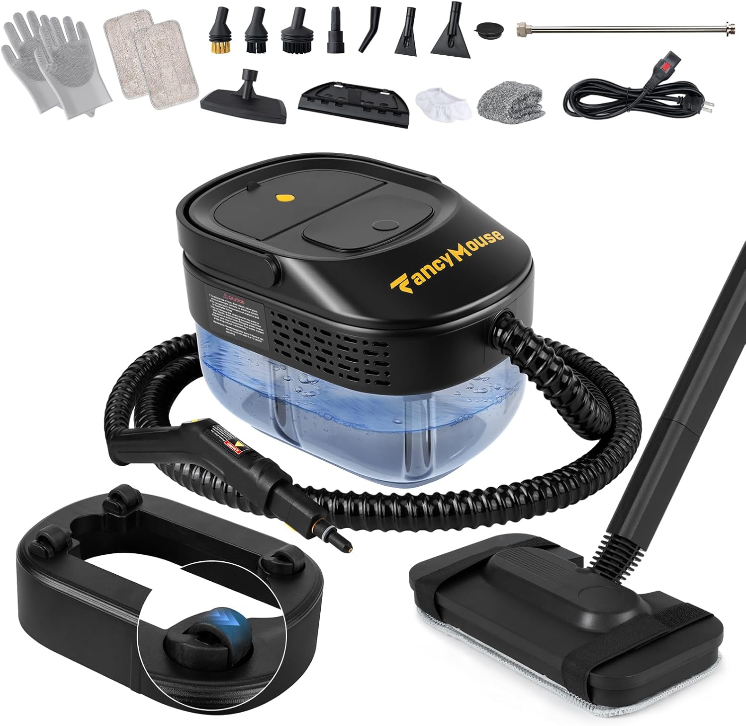 Steam Cleaner 1500W, 3-Level Handle, 15s Heat-Up, Portable Steamer with Mop & 17-Piece Kit for Home, Car, Grout, Tile, Couch 230 V
Steam Cleaner 1500W, 3-Level Handle, 15s Heat-Up, Portable Steamer with Mop & 17-Piece Kit for Home, Car, Grout, Tile, Couch 230 V