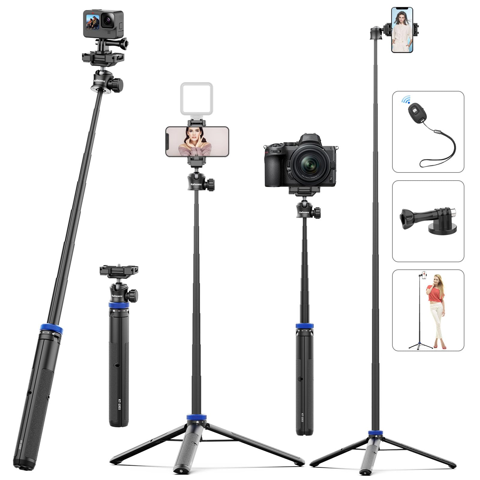 Selfie Stick Phone Tripod with Remote Control, 162cm Telescoping Phone Vlog Tripod Stand with 2-in-1 Phone Clip, 360° Ball Head Camera Tripod for
Selfie Stick Phone Tripod with Remote Control, 162cm Telescoping Phone Vlog Tripod Stand with 2-in-1 Phone Clip, 360° Ball Head Camera Tripod for