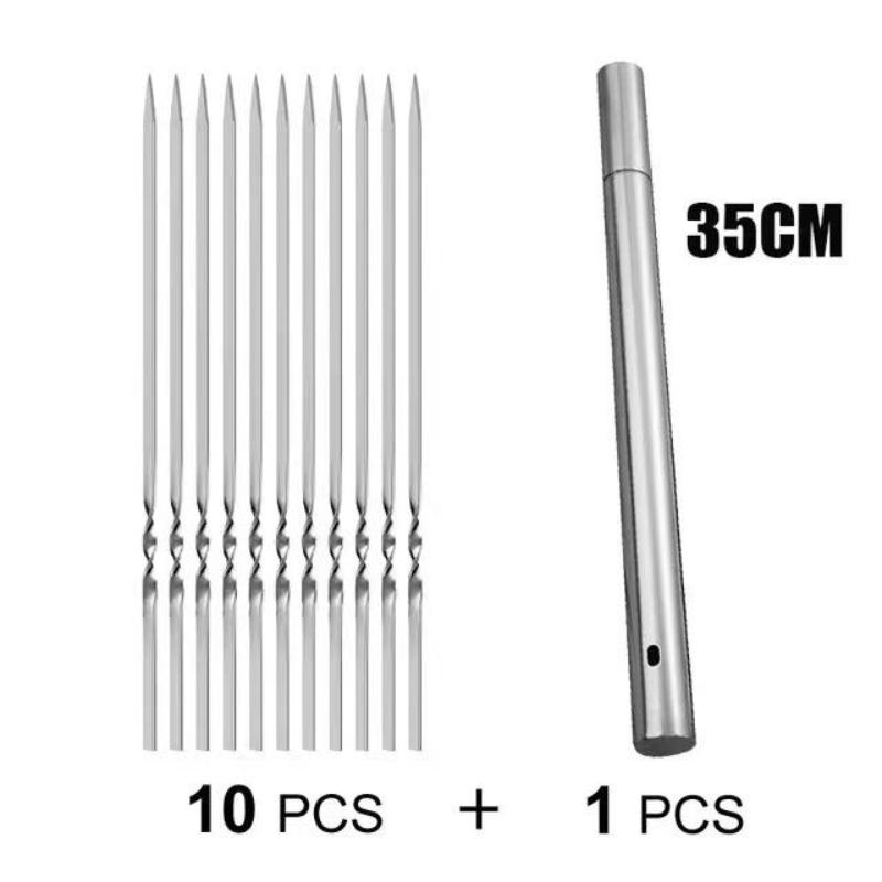 New Stainless Steel Barbecue Skewer With Storage Tube Reusable Flat Grill Sticks Kitchen Outdoor Camping Gadgets BBQ Accessories
New Stainless Steel Barbecue Skewer With Storage Tube Reusable Flat Grill Sticks Kitchen Outdoor Camping Gadgets BBQ Accessories