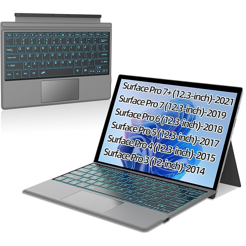 New Surface pro3/pro4/pro5/pro6/pro7 backlit keyboard Equipped with touchpad Bluetooth US English layout keyboard ultra thin rechargeable Thin slim
New Surface pro3/pro4/pro5/pro6/pro7 backlit keyboard Equipped with touchpad Bluetooth US English layout keyboard ultra thin rechargeable Thin slim