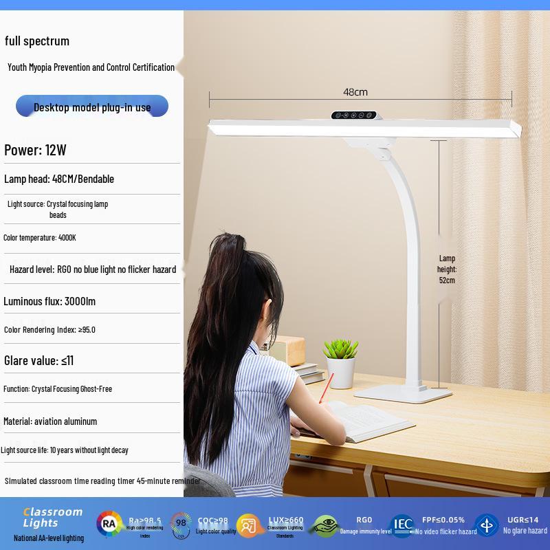 Full Spectrum Eye Protection Desk Lamp for Studying and Homework - Anti-Myopia, National AA Standard
Full Spectrum Eye Protection Desk Lamp for Studying and Homework - Anti-Myopia, National AA Standard