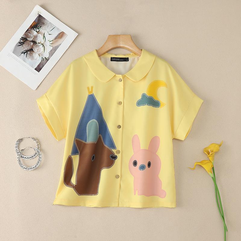 ZANZEA Women Casual Doll Collar Summer Short Sleeve Print Blouse жовтий
ZANZEA Women Casual Doll Collar Summer Short Sleeve Print Blouse жовтий