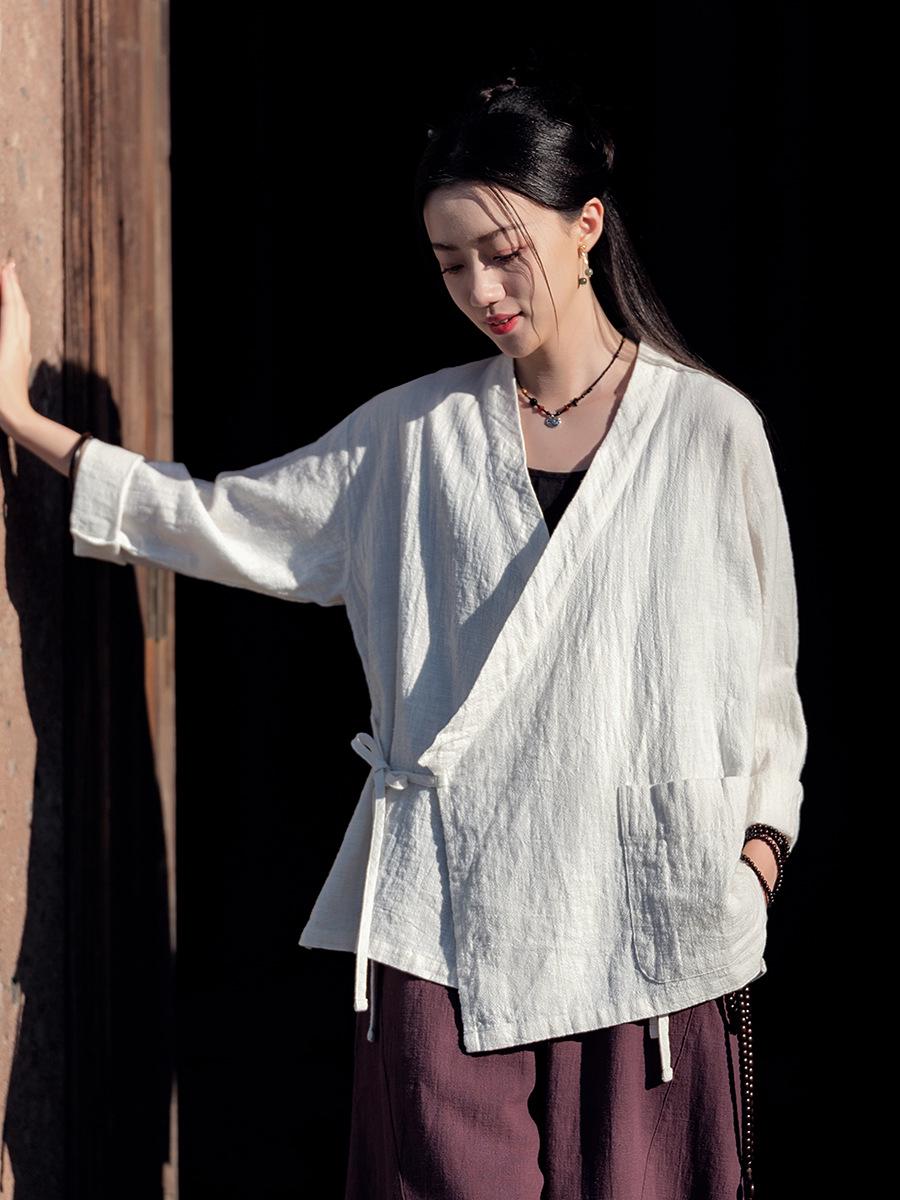 Женский ретро-топ Hanfu свободного кроя из льна, завязывающийся на узел, в стиле дзен, верхняя одежда One Size
Женский ретро-топ Hanfu свободного кроя из льна, завязывающийся на узел, в стиле дзен, верхняя одежда One Size