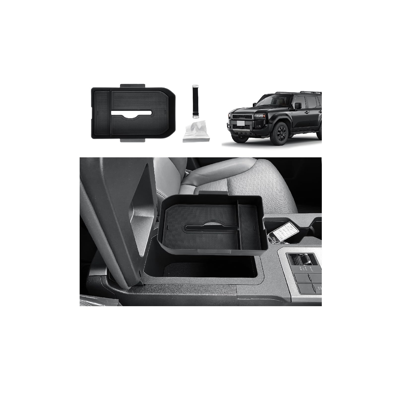 ECOZEN Armrest Console Tray for the New Toyota Land Cruiser This center console tissue holder and small item storage box is made of ABS material and
ECOZEN Armrest Console Tray for the New Toyota Land Cruiser This center console tissue holder and small item storage box is made of ABS material and