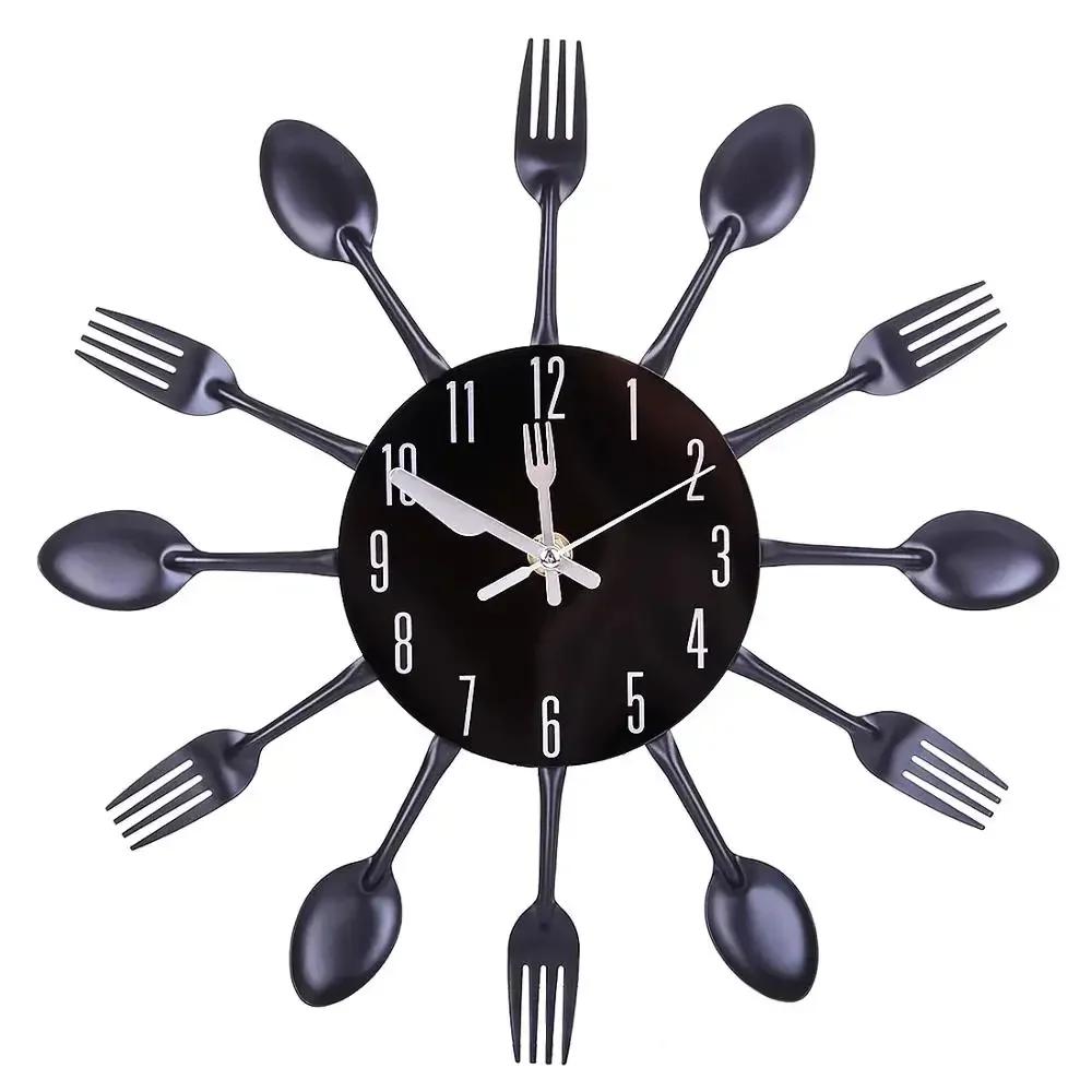 31-41cm Stainless Steel Kitchen Spoon Fork Clock Silent Wall Clock Living Room Decor Mediterranean Style Home Decoration- L1Y5X8
31-41cm Stainless Steel Kitchen Spoon Fork Clock Silent Wall Clock Living Room Decor Mediterranean Style Home Decoration- L1Y5X8