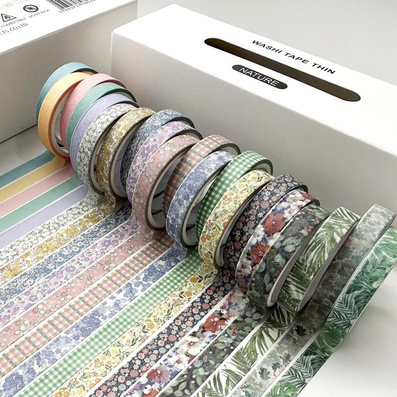 20 Rolls Per Box of Thin Strips of Washi Tape Box Delicate Flowers Plant Patterns Handbook Tape Student Diary Decoration
20 Rolls Per Box of Thin Strips of Washi Tape Box Delicate Flowers Plant Patterns Handbook Tape Student Diary Decoration