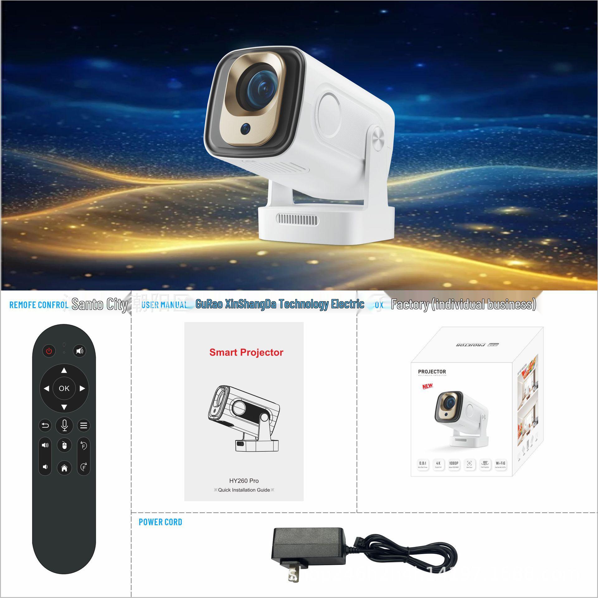 HY260 Pro Foam Cannon Ultra-Short Throw 4K Android Portable Projector for Home & Outdoor Use EU Plug білий
HY260 Pro Foam Cannon Ultra-Short Throw 4K Android Portable Projector for Home & Outdoor Use EU Plug білий
