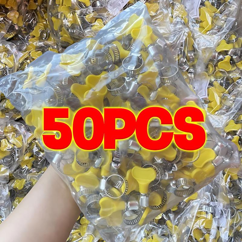 50x Adjustable Yellow Plastic Handle Hand Twist Hose Clamps Worm Driving 16-25mm Stainless Steel Butterfly Pipe Clips for Tube 10PCS
50x Adjustable Yellow Plastic Handle Hand Twist Hose Clamps Worm Driving 16-25mm Stainless Steel Butterfly Pipe Clips for Tube 10PCS
