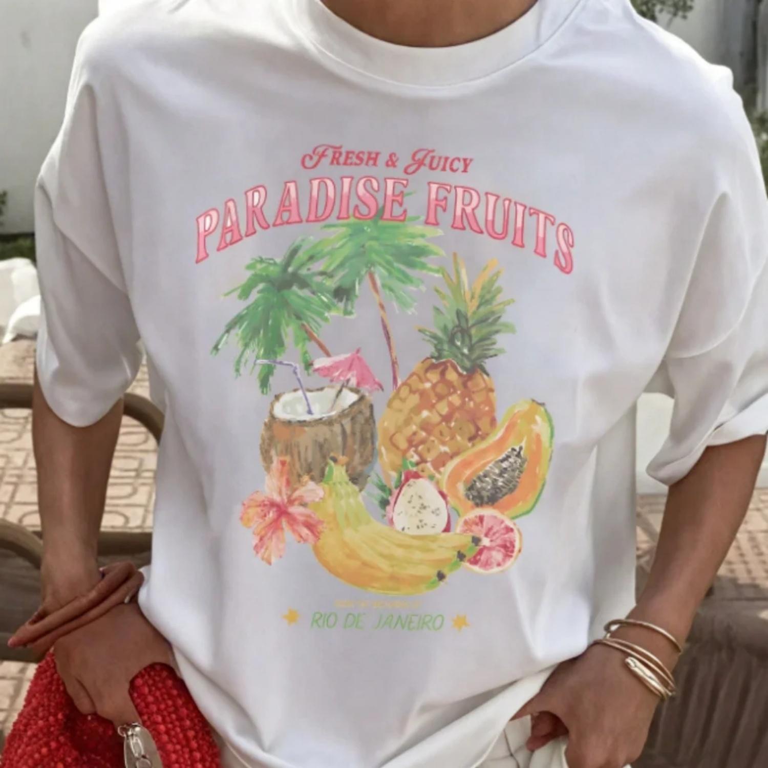 Women s T-shirt White Short Sleeve Fruit Print Beach Summer Casual Fresh and Sweet XXXXXL білий
Women s T-shirt White Short Sleeve Fruit Print Beach Summer Casual Fresh and Sweet XXXXXL білий