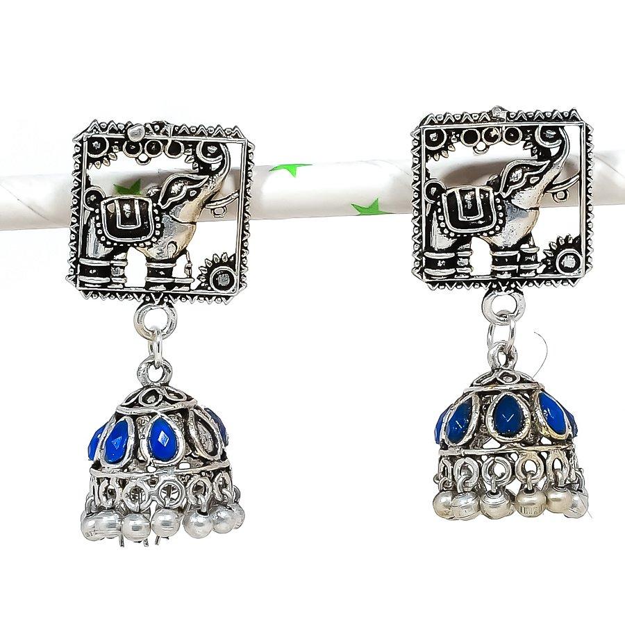 Natural Indian Look Jhumki Gemstone Silver Tribal Bali Earring 1.77 T9a64
Natural Indian Look Jhumki Gemstone Silver Tribal Bali Earring 1.77 T9a64