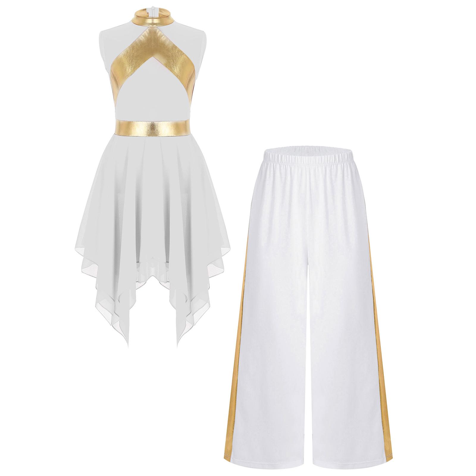 Girls Praise Dance Outfit Metallic Dress Sleeveless Asymmetrical Hem Patchwork Design Wide Leg Pants 7-8 Years білий
Girls Praise Dance Outfit Metallic Dress Sleeveless Asymmetrical Hem Patchwork Design Wide Leg Pants 7-8 Years білий