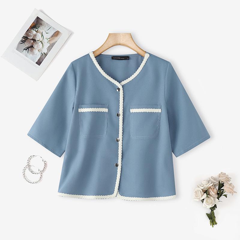 ZANZEA Жіноча повсякденна літня блузка з круглим вирізом та коротким рукавом S
ZANZEA Жіноча повсякденна літня блузка з круглим вирізом та коротким рукавом S