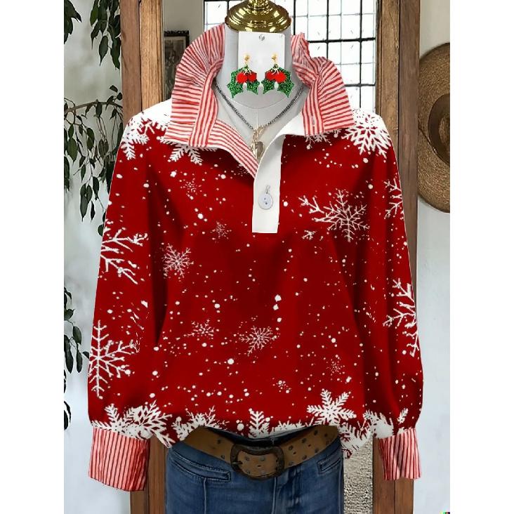 Women s Retro Christmas Pattern Blouse - Turn-Down Collar Long Sleeve, Loose Casual Silhouette, Festive Gift Tree Print Top Suitable for Fall/Winter S
Women s Retro Christmas Pattern Blouse - Turn-Down Collar Long Sleeve, Loose Casual Silhouette, Festive Gift Tree Print Top Suitable for Fall/Winter S