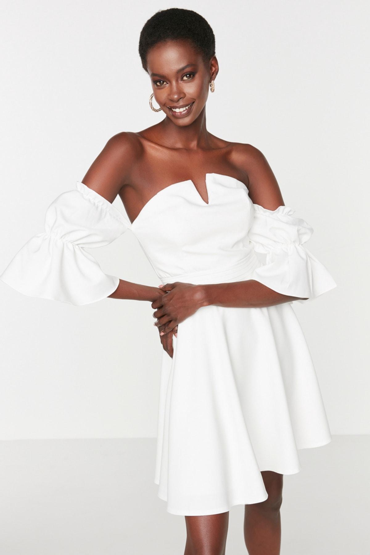 Вечернее платье в рубчик цвета экрю TPRSS20EL2647.. 
Вечернее платье в рубчик цвета экрю TPRSS20EL2647..