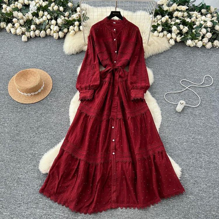 Sexy Vintage Lace Lace Up Glitter A Line Long Sleeve Beach Dress Chic Summer Vacation Vestidos for Women One Size кларет
Sexy Vintage Lace Lace Up Glitter A Line Long Sleeve Beach Dress Chic Summer Vacation Vestidos for Women One Size кларет