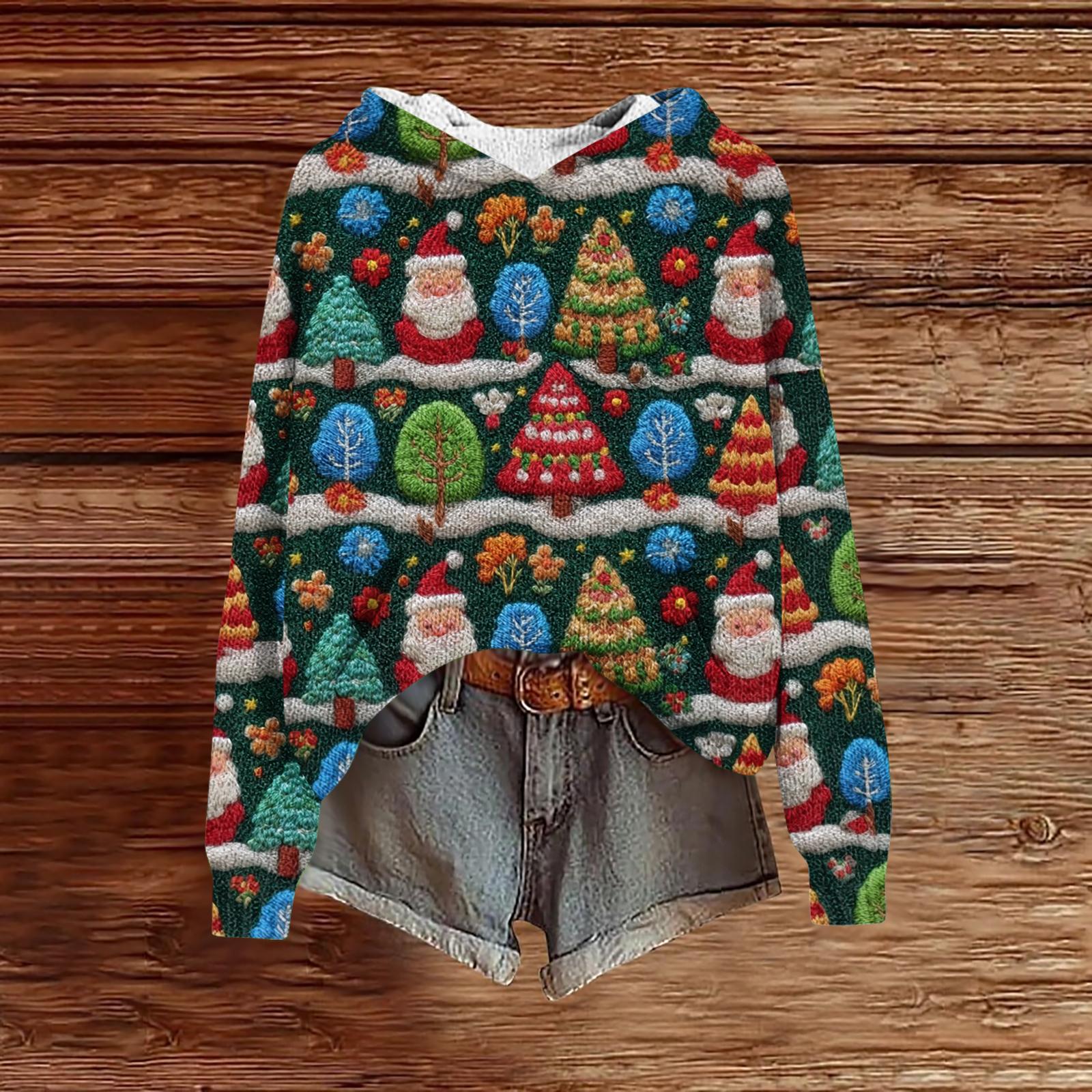 Женский модный повседневный трикотажный худи с длинным рукавом и рождественским принтом XL
Женский модный повседневный трикотажный худи с длинным рукавом и рождественским принтом XL