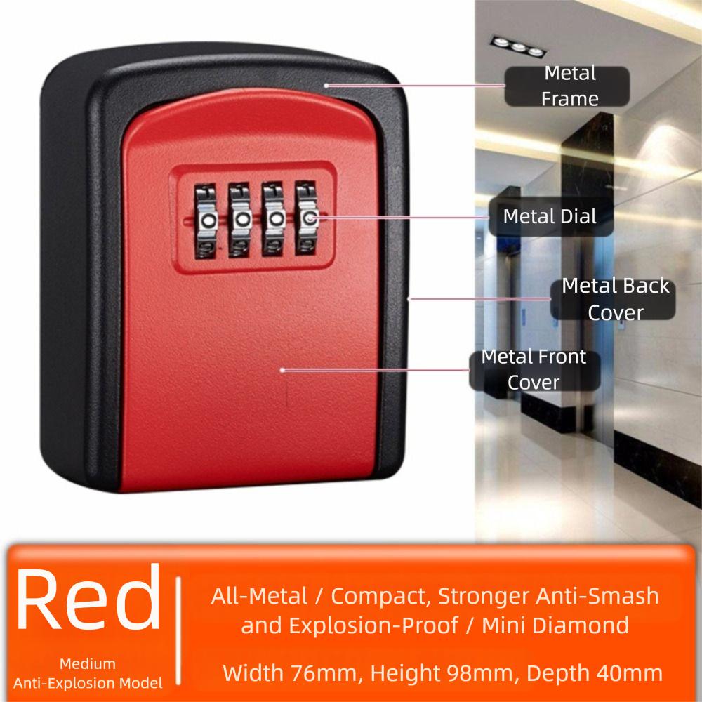 4 Digit Combination Key Storage Box Password Security Code Metal Construction Secret Box Zinc Alloy Material Waterproof Design червоний
4 Digit Combination Key Storage Box Password Security Code Metal Construction Secret Box Zinc Alloy Material Waterproof Design червоний