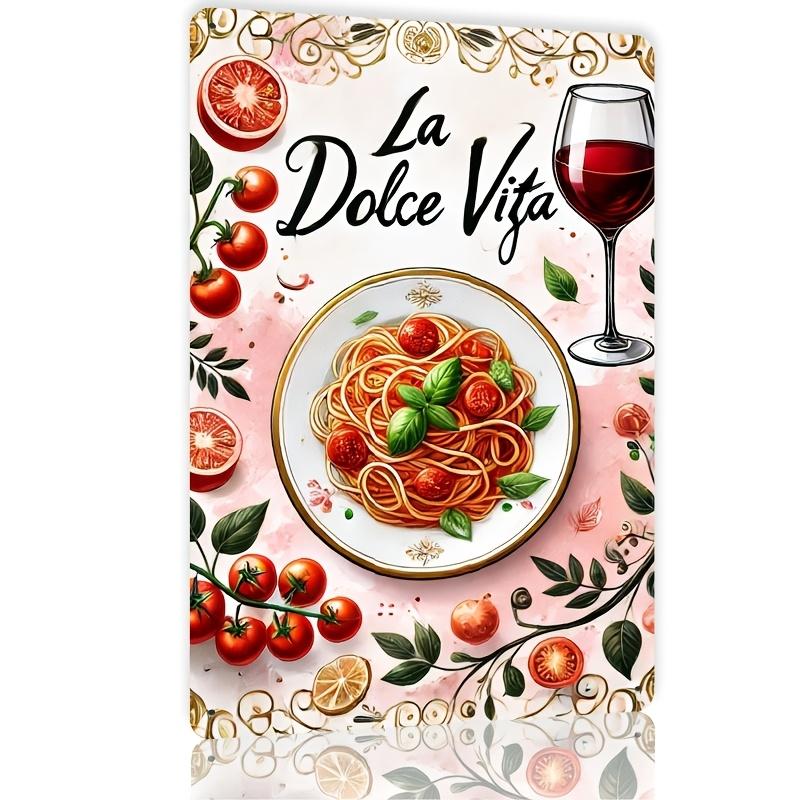 Vintage La Dolce Vita Pasta Wine Metal Wall Sign Iron Art Decor with Tomatoes Basil Design for KitchenDining RoomBar aluminum 20x30cm
Vintage La Dolce Vita Pasta Wine Metal Wall Sign Iron Art Decor with Tomatoes Basil Design for KitchenDining RoomBar aluminum 20x30cm