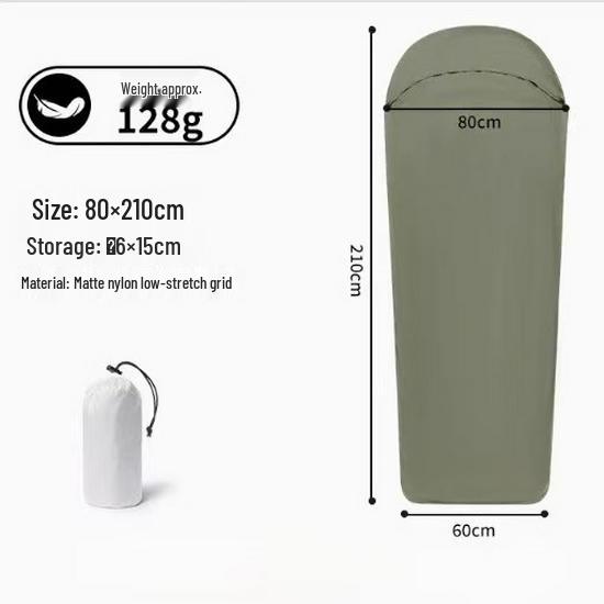 Stain-Proof Nylon Camping Sleeping Bag Liner, Lightweight & Packable (128g) 128g (180+30) * 60 зелений
Stain-Proof Nylon Camping Sleeping Bag Liner, Lightweight & Packable (128g) 128g (180+30) * 60 зелений