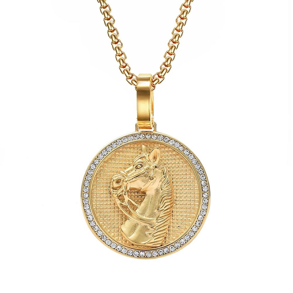 Punk Iced Out Bling Horse Head Pendant Gold Color Stainless Steel Zircon Animal Round Necklace For Men Jewelry Male Gift 2025 50cm
Punk Iced Out Bling Horse Head Pendant Gold Color Stainless Steel Zircon Animal Round Necklace For Men Jewelry Male Gift 2025 50cm