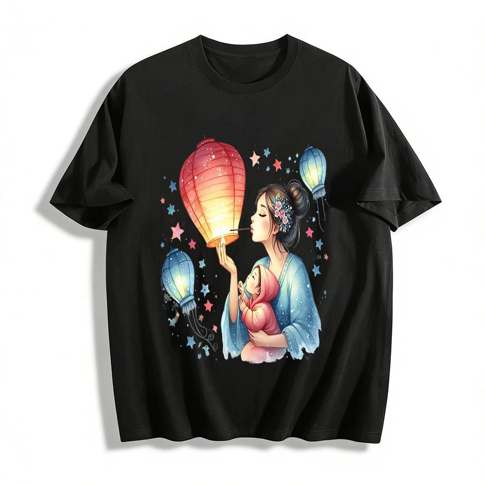Mother Baby Lantern Print Chinese Style Casual Top Pure cotton T-shirt 6XL
Mother Baby Lantern Print Chinese Style Casual Top Pure cotton T-shirt 6XL