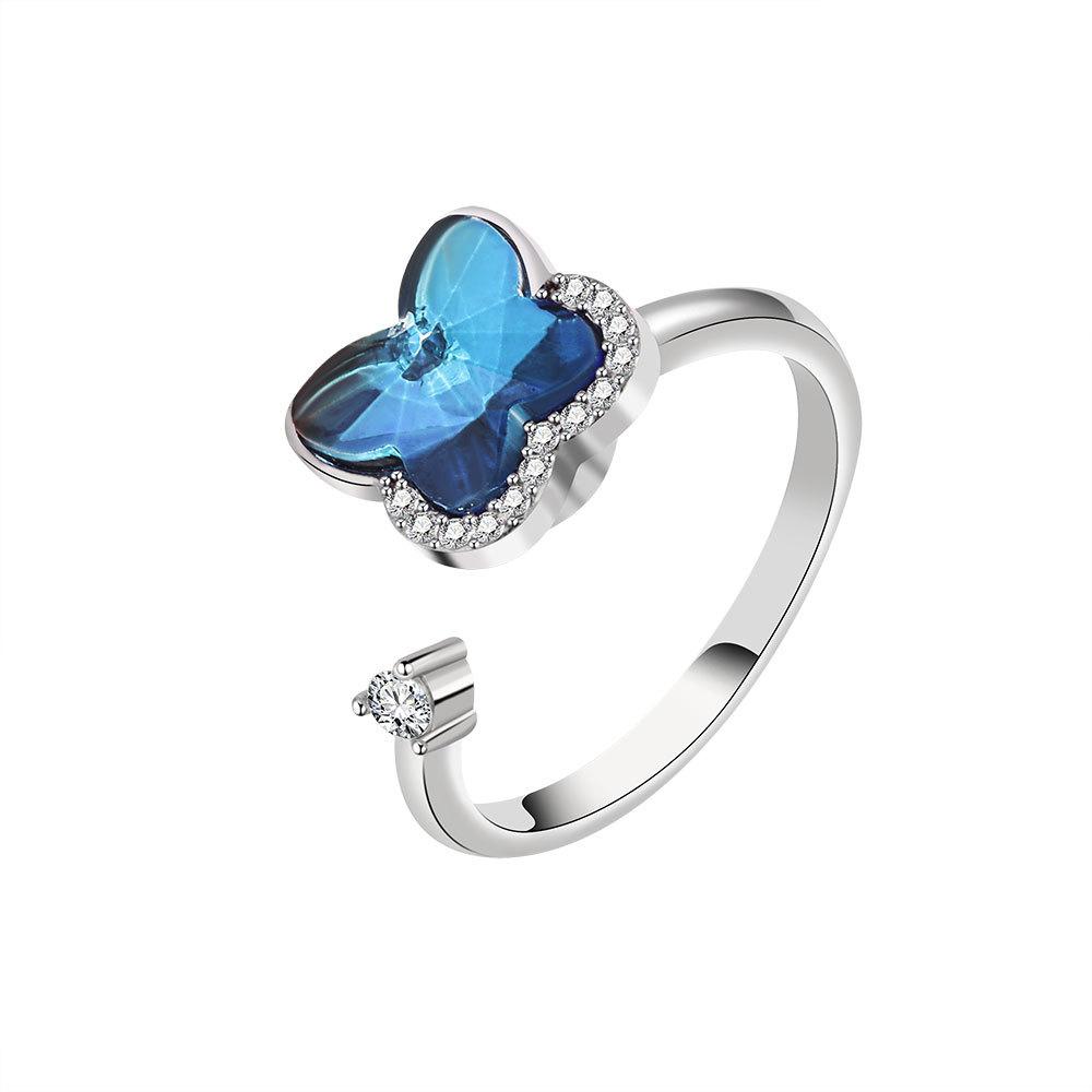 big Blue rhinestone butterfly animal rotatable adjustable open ring for girl metal spinner fidget woman anxiety ring resizable
big Blue rhinestone butterfly animal rotatable adjustable open ring for girl metal spinner fidget woman anxiety ring resizable