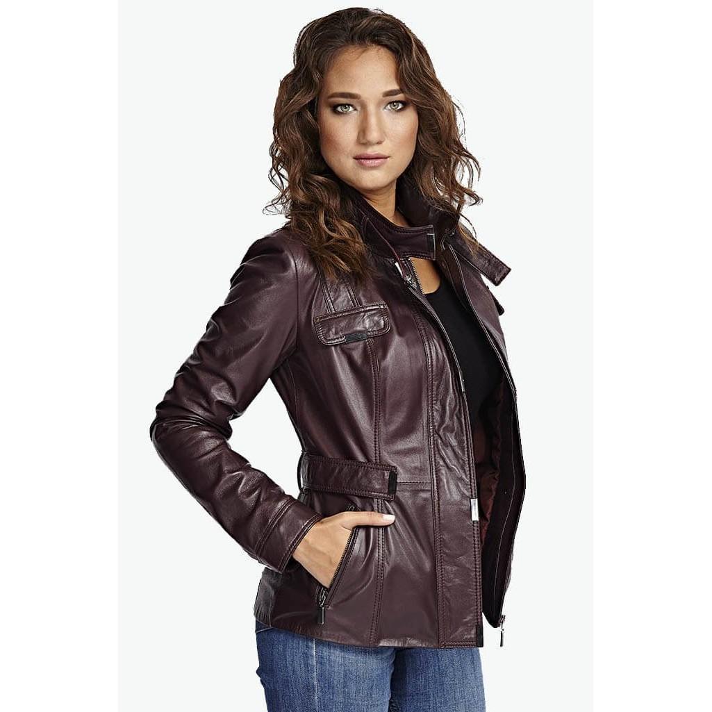 Красное антикварное кожаное пальто Adele Claret 
Красное антикварное кожаное пальто Adele Claret