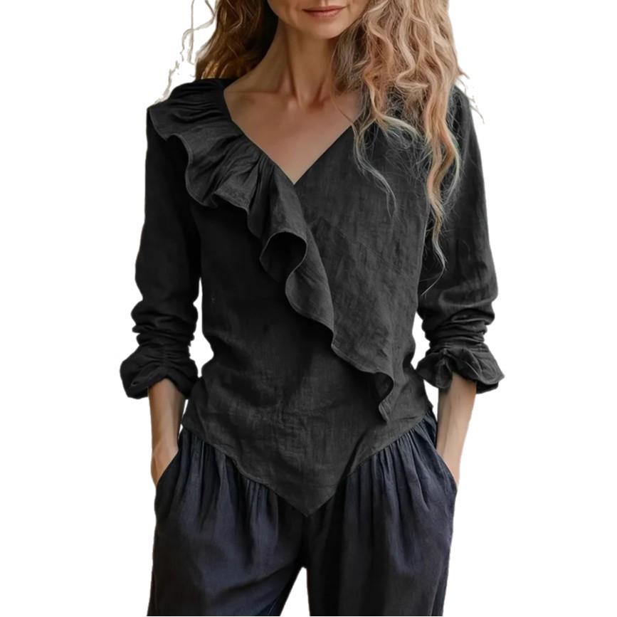 Women s Dark Green V-Neck Long Sleeve Blouse with Ruffle Trim XXXL чорний
Women s Dark Green V-Neck Long Sleeve Blouse with Ruffle Trim XXXL чорний