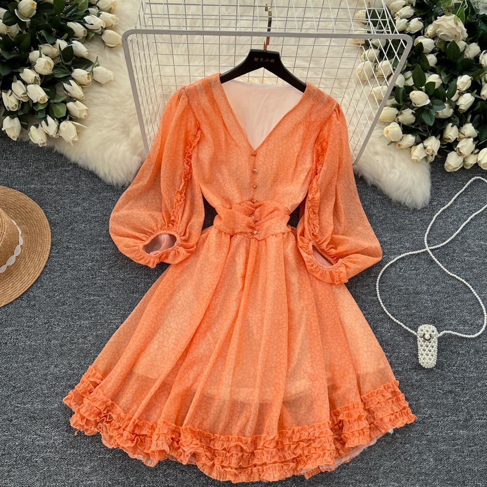Шикарное элегантное плиссированное облегающее платье с V-образным вырезом и рукавами-фонариками в виде съедобных грибов, украшенное оборками, для женщин в винтажном корейском стиле, осенняя одежда One Size оранжевый
Шикарное элегантное плиссированное облегающее платье с V-образным вырезом и рукавами-фонариками в виде съедобных грибов, украшенное оборками, для женщин в винтажном корейском стиле, осенняя одежда One Size оранжевый