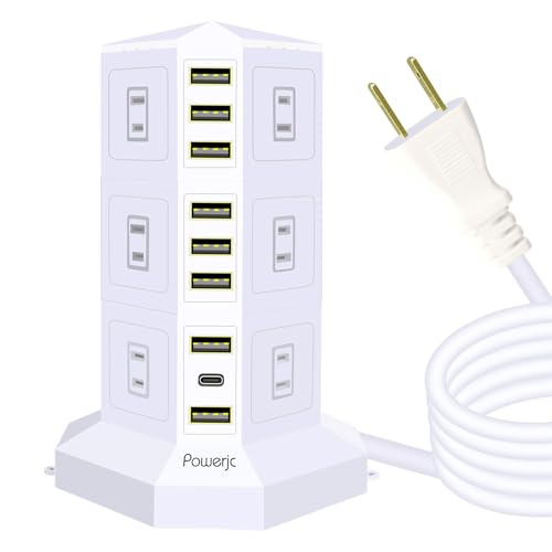 Баштоподібна розетка JIACHAN з 3 вертикальними розетками, 12 AC живлення, 9 USB-портами, USB C живленням, швидкою зарядкою PD, захистом від блискавки, захистом від перевантаження
Баштоподібна розетка JIACHAN з 3 вертикальними розетками, 12 AC живлення, 9 USB-портами, USB C живленням, швидкою зарядкою PD, захистом від блискавки, захистом від перевантаження