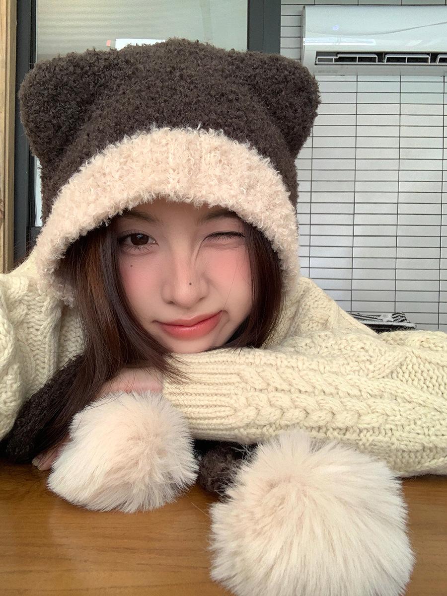 Autumn and winter contrasting colors cat ears plush hat casual cute hairball strap warm ear protector knitted hat woman M(56-58cm) темно-коричневого кольору
Autumn and winter contrasting colors cat ears plush hat casual cute hairball strap warm ear protector knitted hat woman M(56-58cm) темно-коричневого кольору