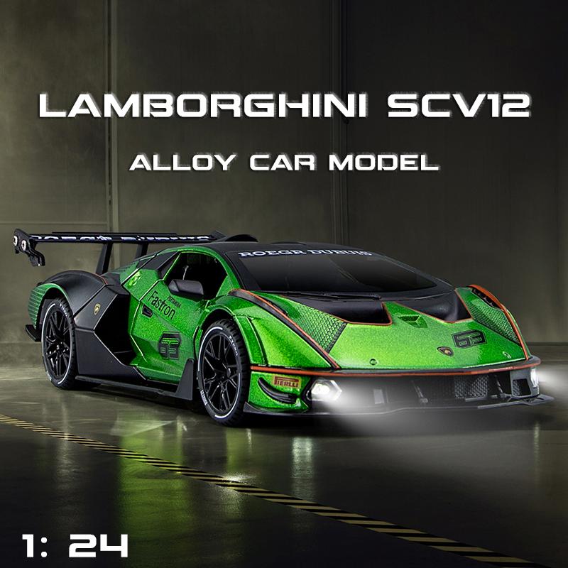 1:24 Lamborghini SCV12, модифицированный металлом спортивный автомобиль, модель из сплава, имитация звука и света, литая под давлением игрушечный автомобиль, подарок для мальчиков и детей
1:24 Lamborghini SCV12, модифицированный металлом спортивный автомобиль, модель из сплава, имитация звука и света, литая под давлением игрушечный автомобиль, подарок для мальчиков и детей
