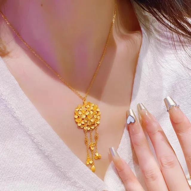 9999 Real Gold 24K Yellow Gold Hydrangea Tassel Necklace Fashion Antique Niche білий
9999 Real Gold 24K Yellow Gold Hydrangea Tassel Necklace Fashion Antique Niche білий