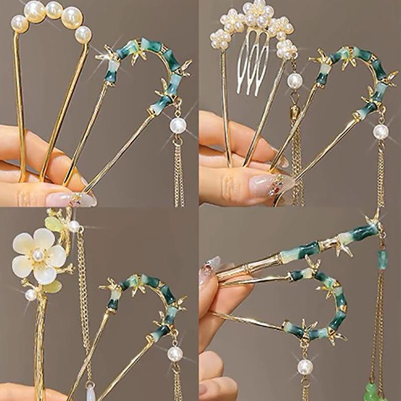 Ethnic style Ancient style Bamboo fringed hairpin Personality creative back head hairpin Advanced hair accessories
Ethnic style Ancient style Bamboo fringed hairpin Personality creative back head hairpin Advanced hair accessories