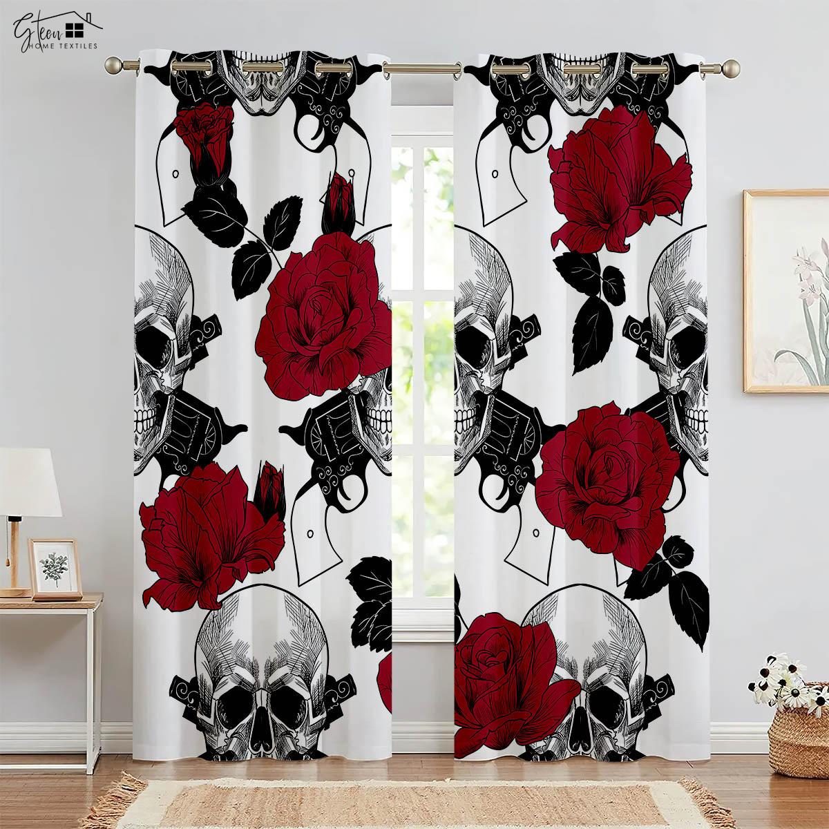 Halloween Christmas Skull Rose Drapes Retro Hippie Horror Tricky Secret Room Bar Bedchamber Holiday Decorative Drapes W50xH130(CM)x2PCS&Grommet Top
Halloween Christmas Skull Rose Drapes Retro Hippie Horror Tricky Secret Room Bar Bedchamber Holiday Decorative Drapes W50xH130(CM)x2PCS&Grommet Top