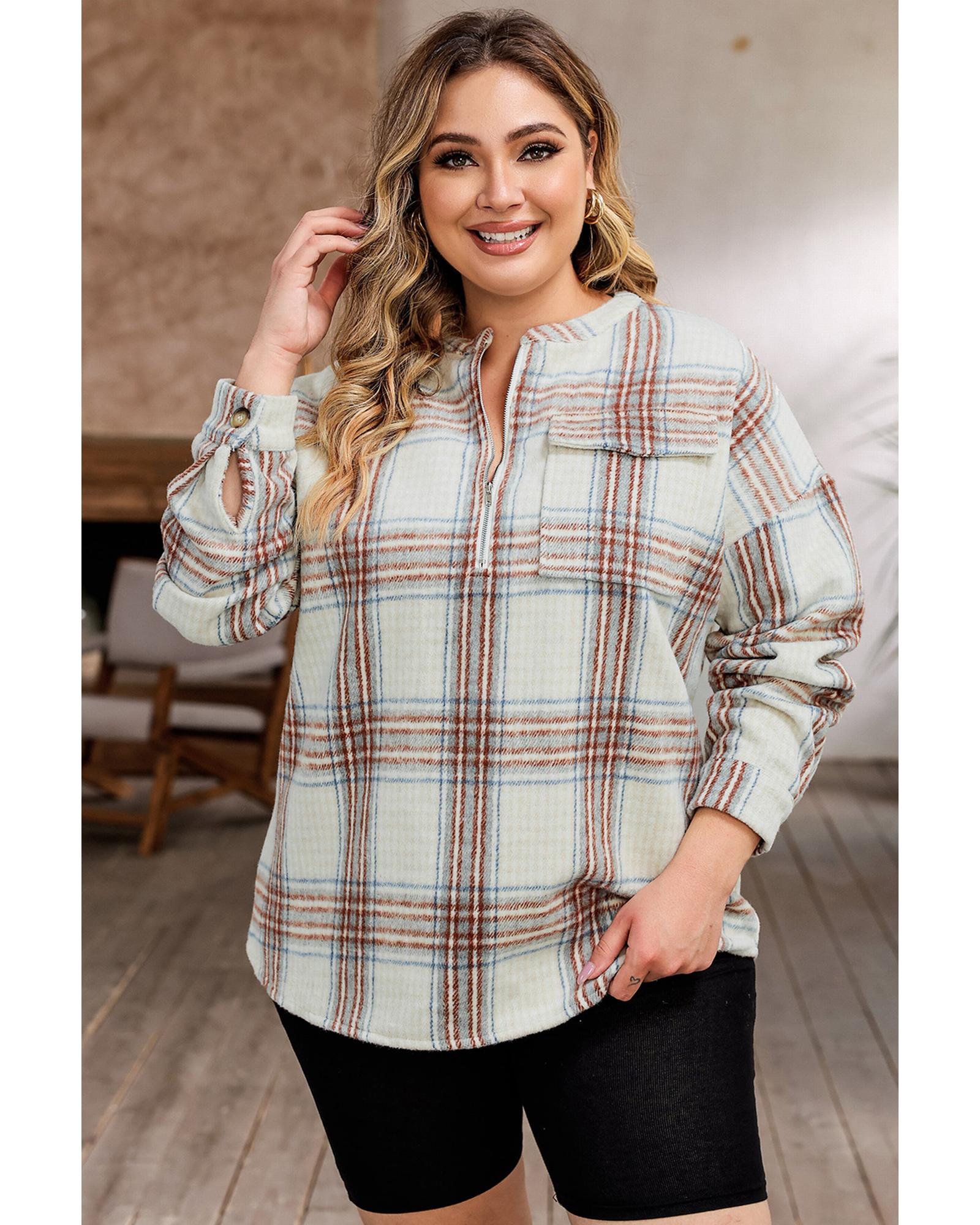 Azura Exchange Beige Plus Size Plaid Half-Zipper Sweatshirt with Chest Pocket 1X бежевий
Azura Exchange Beige Plus Size Plaid Half-Zipper Sweatshirt with Chest Pocket 1X бежевий