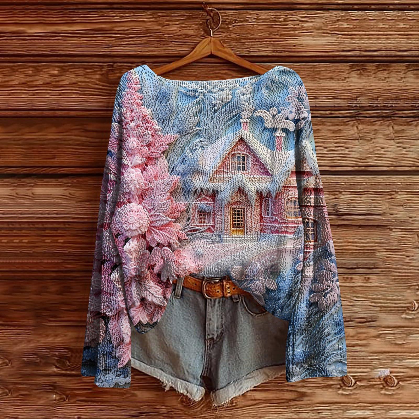 Женский легкий свитер с рождественским принтом, повседневный вязаный пуловер с длинным рукавом XL розовый
Женский легкий свитер с рождественским принтом, повседневный вязаный пуловер с длинным рукавом XL розовый