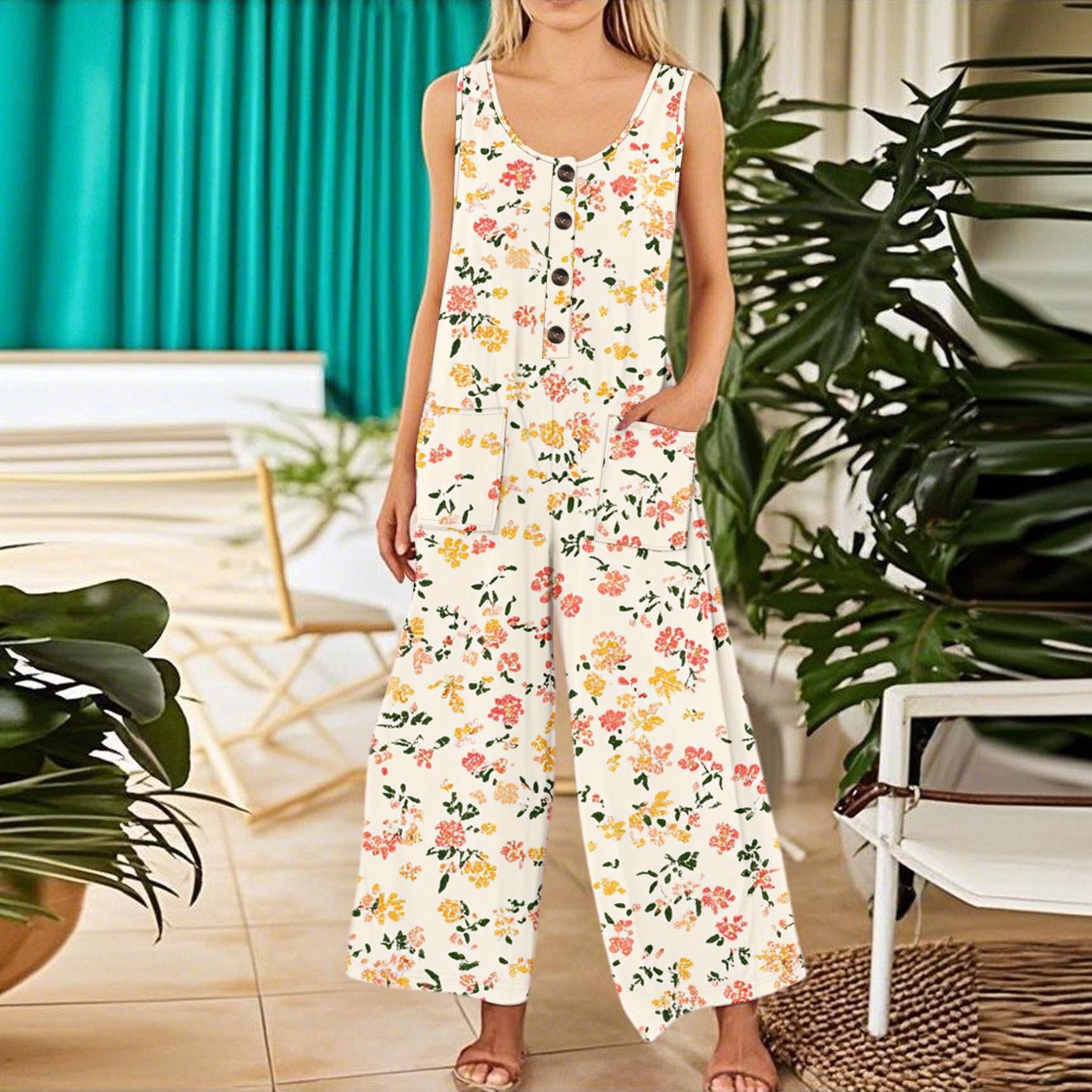 Women s Fashion Casual Button Sleeveless Jumpsuit Floral Flower Print Cotton Pocket Jumpsuit S
Women s Fashion Casual Button Sleeveless Jumpsuit Floral Flower Print Cotton Pocket Jumpsuit S