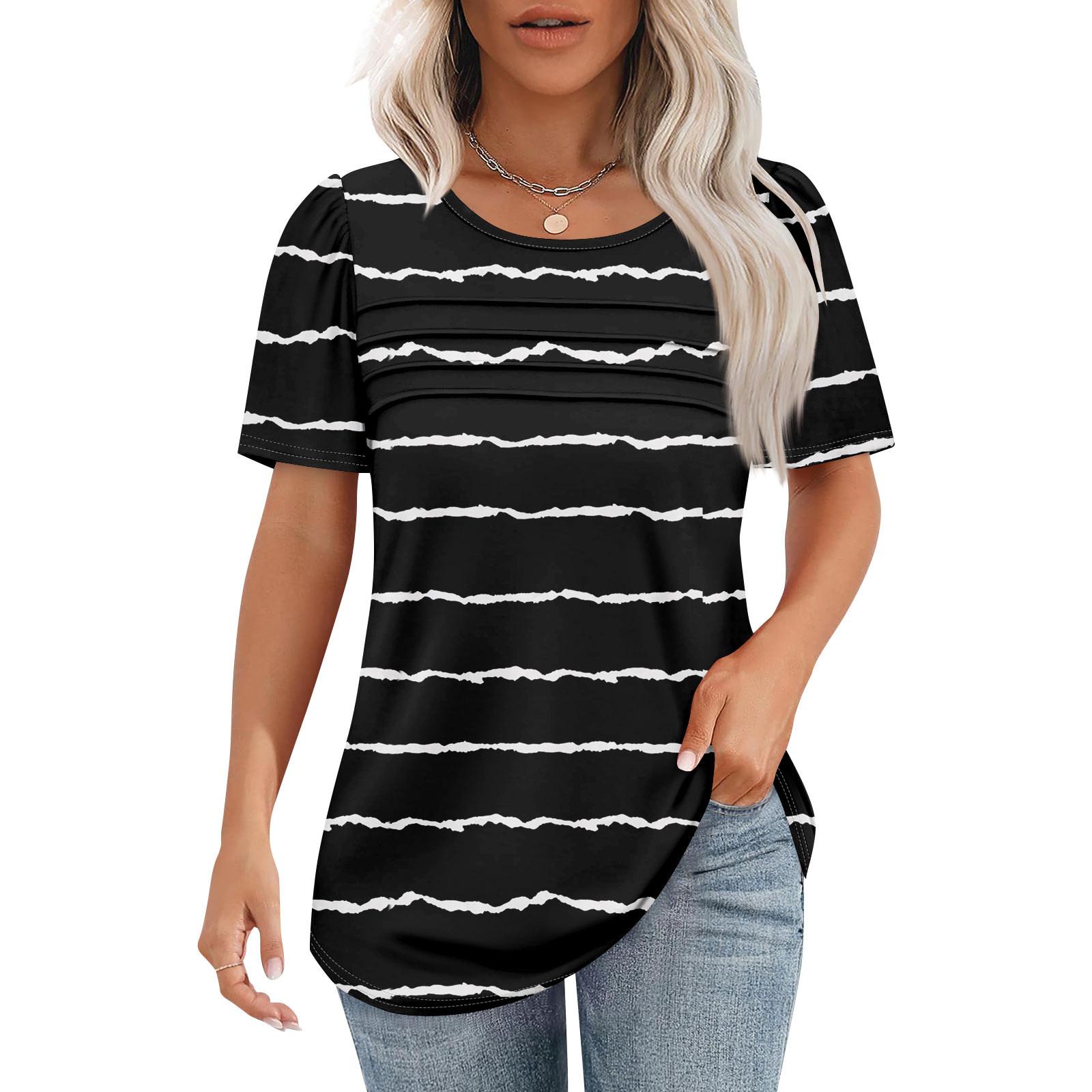 Женская футболка с коротким рукавом, элегантная повседневная рубашка, весенне-летний наряд, струящиеся плиссированные топы с круглым вырезом спереди, летние топы L чёрный
Женская футболка с коротким рукавом, элегантная повседневная рубашка, весенне-летний наряд, струящиеся плиссированные топы с круглым вырезом спереди, летние топы L чёрный