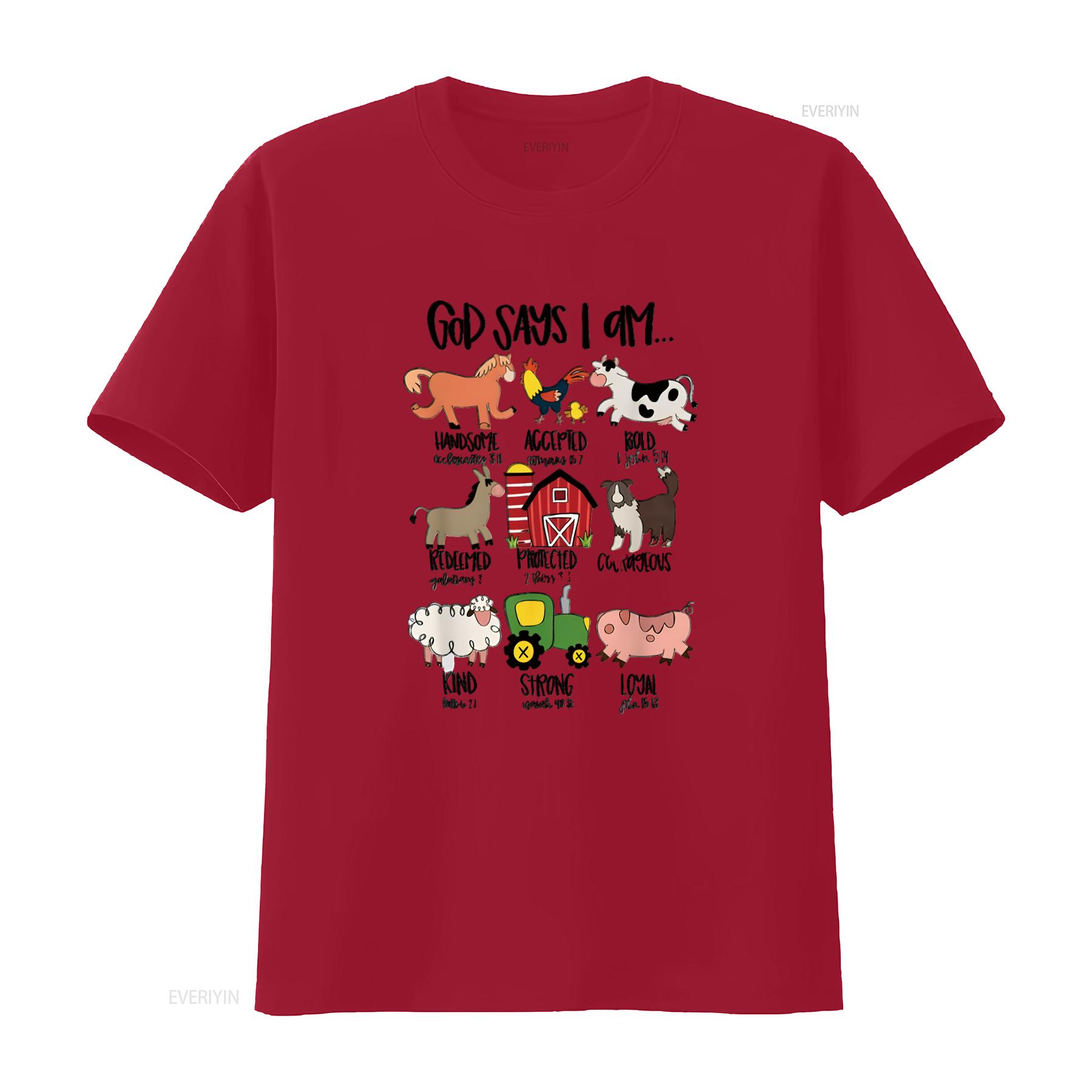 God Says I Am Animals Bible Verse Farmer Womens To Cool T Shirt for Women Soft Cotton Top with Funky Design vintage Washed S
God Says I Am Animals Bible Verse Farmer Womens To Cool T Shirt for Women Soft Cotton Top with Funky Design vintage Washed S