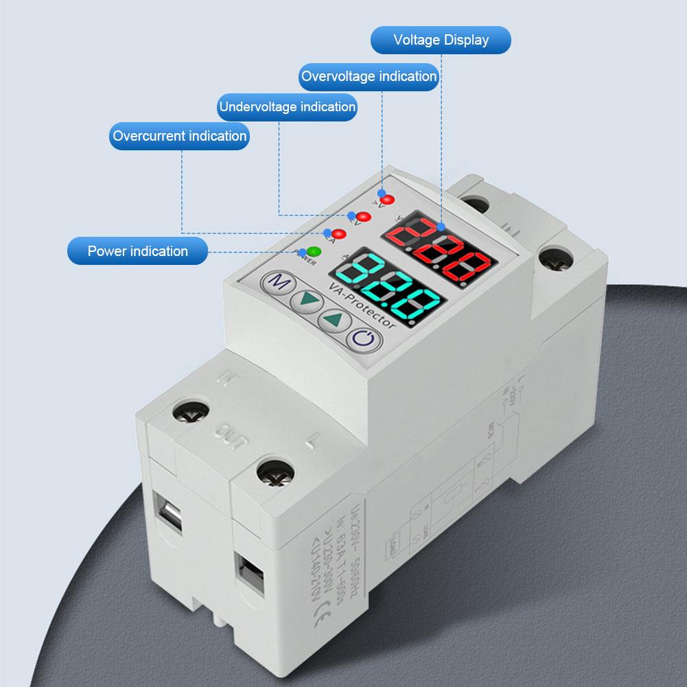 Relay Over Current Protector Adjustable Over Under Voltage Protective Device 220V Over Voltage Under Voltage Reclosing Protector 63A
Relay Over Current Protector Adjustable Over Under Voltage Protective Device 220V Over Voltage Under Voltage Reclosing Protector 63A