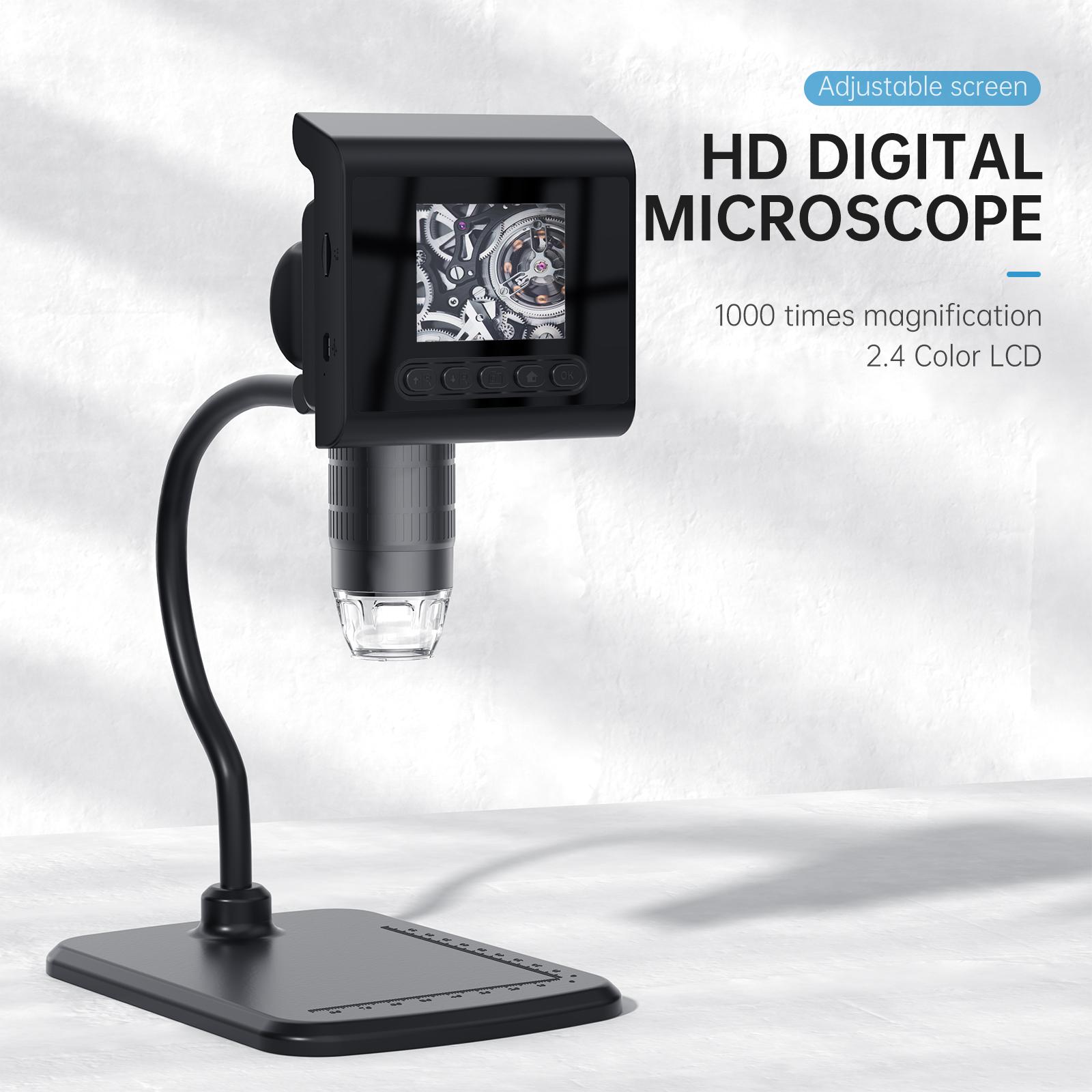2.4 Inch LCD Digital Microscope 1080P USB Microscope Camera 1000X Magnification with 8 LED Lights for Circuit Board Repair Jewelry Inspect
2.4 Inch LCD Digital Microscope 1080P USB Microscope Camera 1000X Magnification with 8 LED Lights for Circuit Board Repair Jewelry Inspect