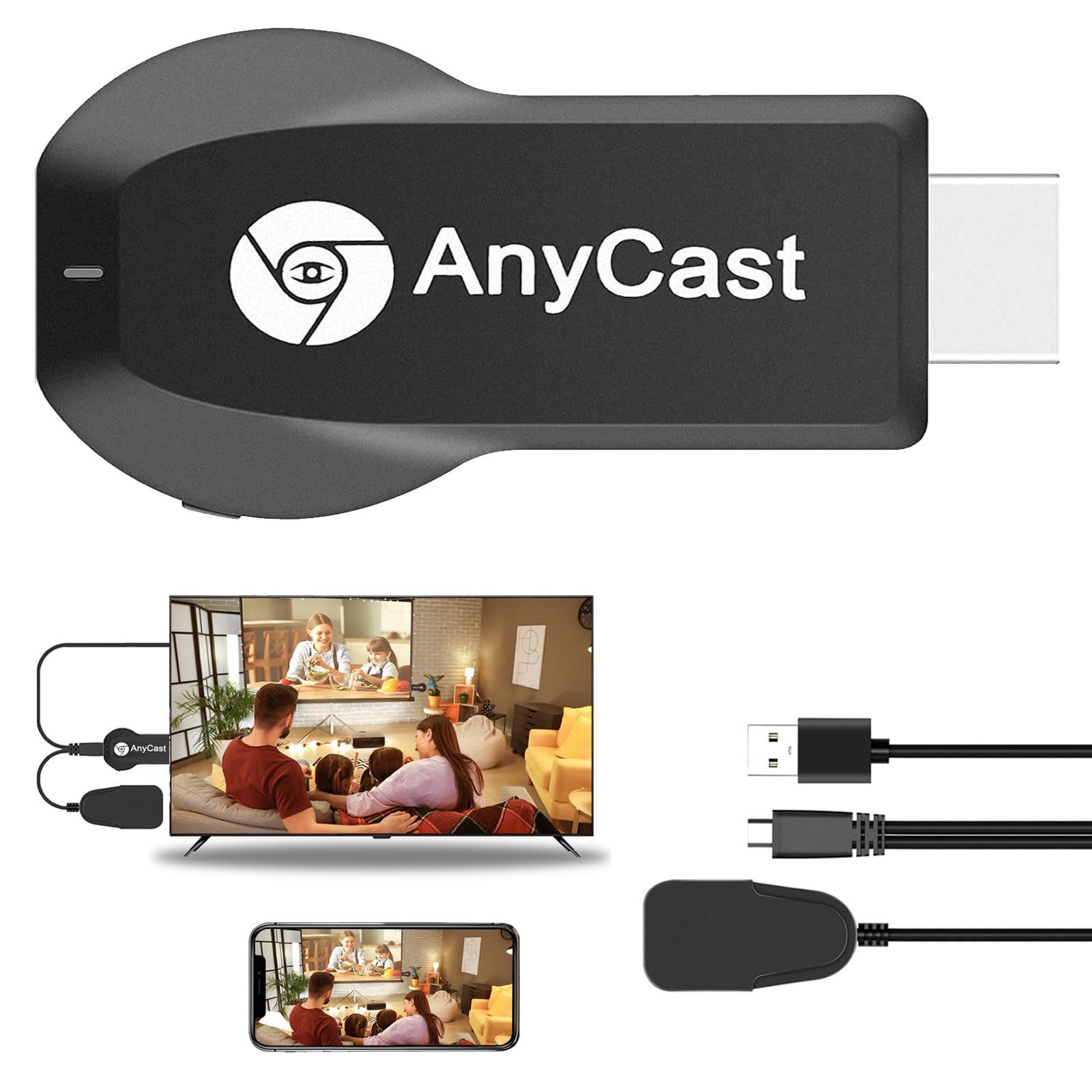 xunbida HDMI Mirrorcast Latest Improved 4K HD 1080p Smartphone Anycast Wireless Mirroring Watch your phone screen on TV Display your phone screen on чорний
xunbida HDMI Mirrorcast Latest Improved 4K HD 1080p Smartphone Anycast Wireless Mirroring Watch your phone screen on TV Display your phone screen on чорний