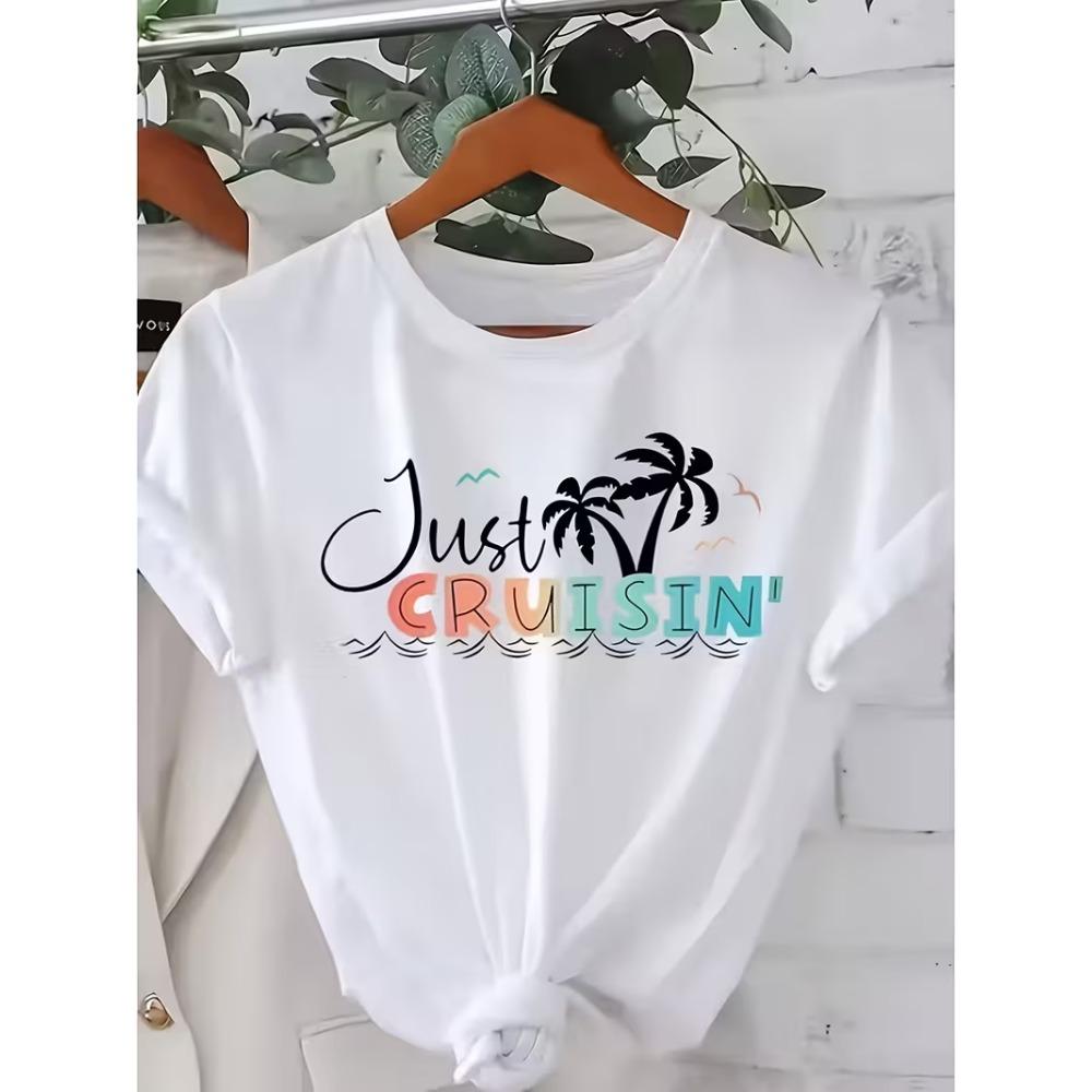 Wo Tropical Palm Tree Graphic T-Shirt Casual Short Sleeve Crew Neck, SpringS UmmerFall, Spring Summer Top S
Wo Tropical Palm Tree Graphic T-Shirt Casual Short Sleeve Crew Neck, SpringS UmmerFall, Spring Summer Top S
