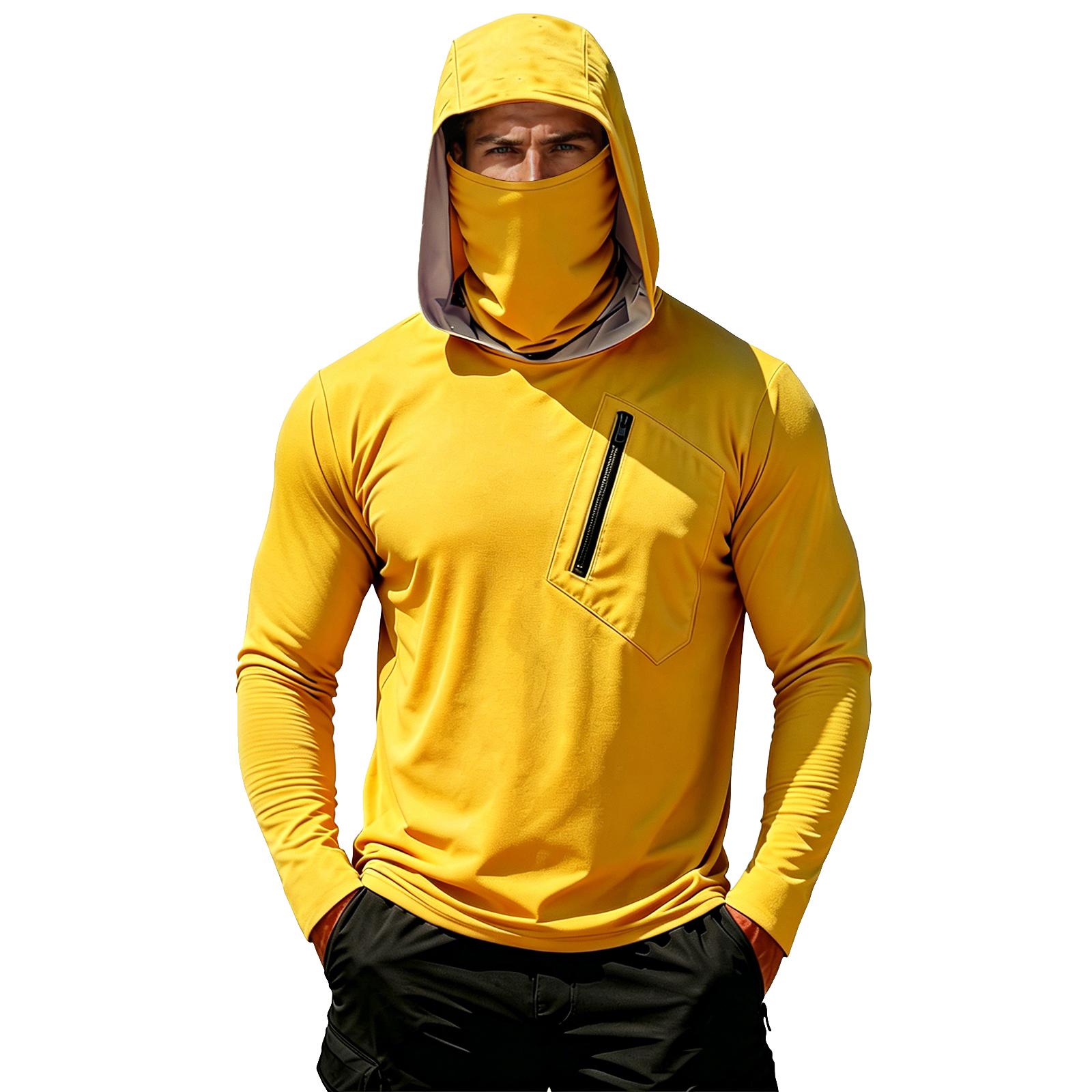 Men s Long Sleeve Hooded Shirt with Built-In Face Covering Zipper Pocket Lightweight Pullover Top for Outdoor Activities XL жовтий
Men s Long Sleeve Hooded Shirt with Built-In Face Covering Zipper Pocket Lightweight Pullover Top for Outdoor Activities XL жовтий