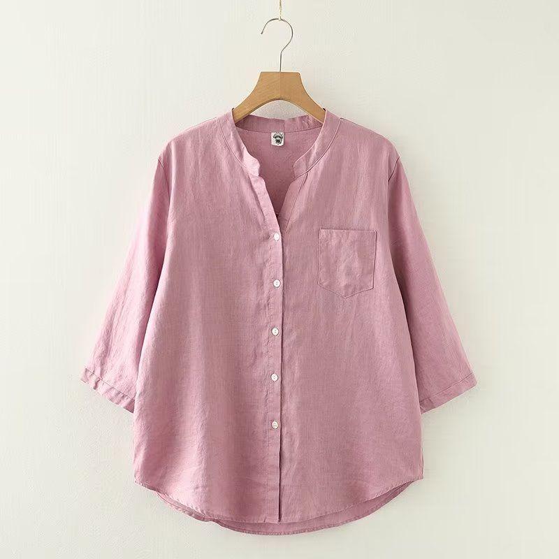 V Neck Linen Short Sleeve Shirt for Women 2024 Summer K-style Loose Anti-Aging Top Pure Color Cotton Linen Slimming Half Sleeve Shirt
V Neck Linen Short Sleeve Shirt for Women 2024 Summer K-style Loose Anti-Aging Top Pure Color Cotton Linen Slimming Half Sleeve Shirt