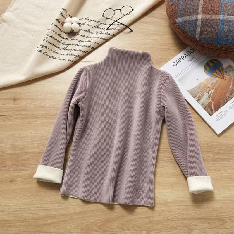 Катионная теплая одежда из флиса для девочек плюс, самонагревающаяся осенне-зимняя двусторонняя флисовая водолазка, свитер, нижняя рубашка 100