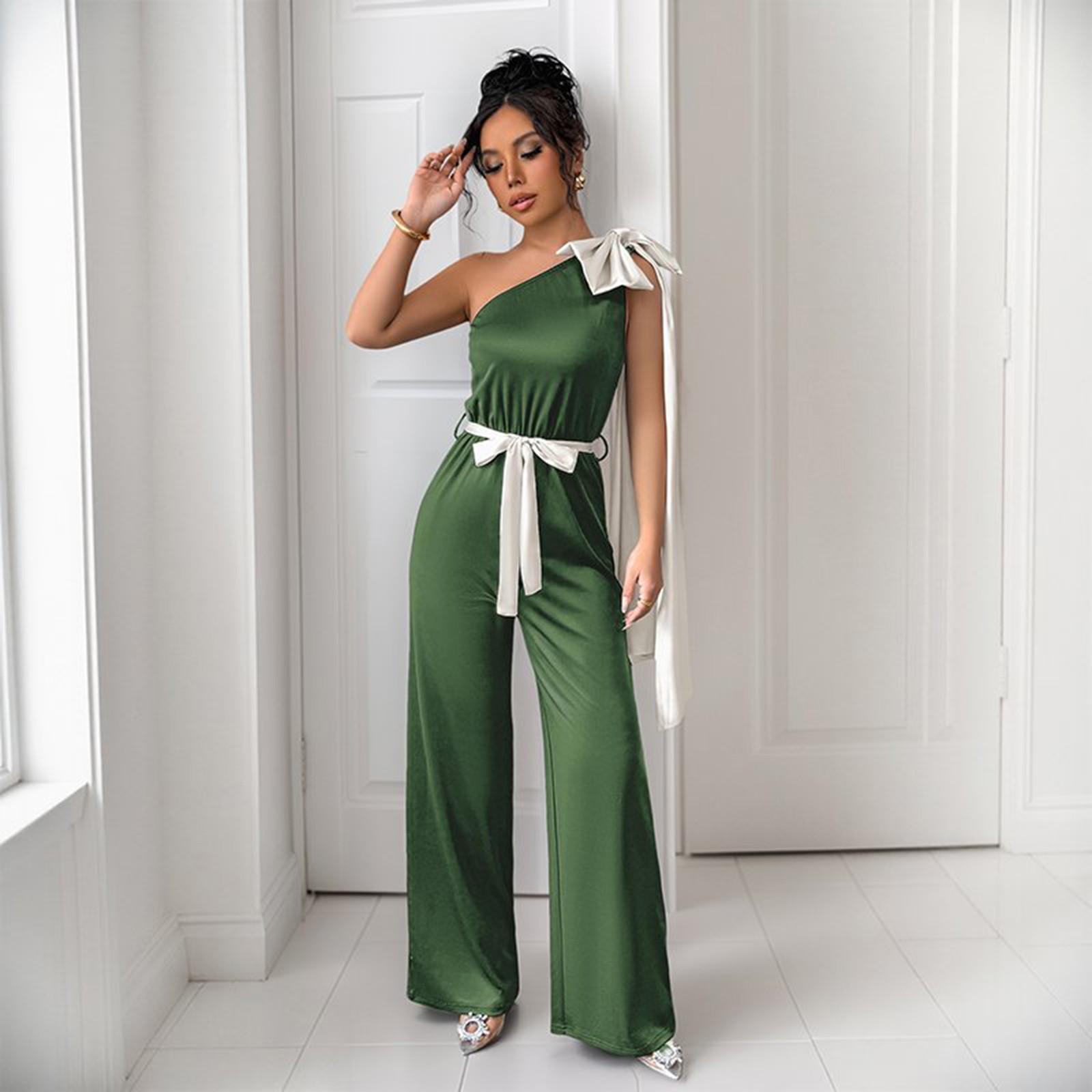 Жіночий літній комбінезон Елегантний сексуальний боді без рукавів Повсякденні штани з широкими штанинами L зелений
Жіночий літній комбінезон Елегантний сексуальний боді без рукавів Повсякденні штани з широкими штанинами L зелений