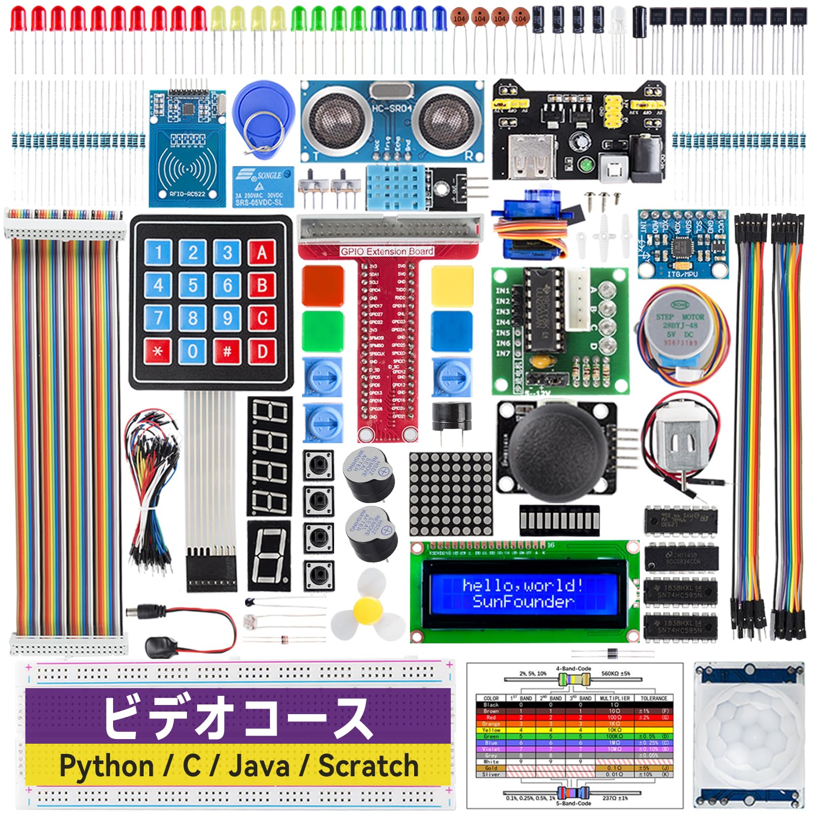 SunFounder Starter electronic work kit for Raspberry Raspberry pi online Japanese manual pages Detailed textbook and abundant Compatible with
SunFounder Starter electronic work kit for Raspberry Raspberry pi online Japanese manual pages Detailed textbook and abundant Compatible with