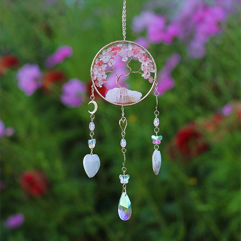 Colorful Crystals Natural Stone Tree of Life Suncatcher Wall Hanging Home Decoration Pink Quartz Gems Deamcatcher Lucky Gift
Colorful Crystals Natural Stone Tree of Life Suncatcher Wall Hanging Home Decoration Pink Quartz Gems Deamcatcher Lucky Gift
